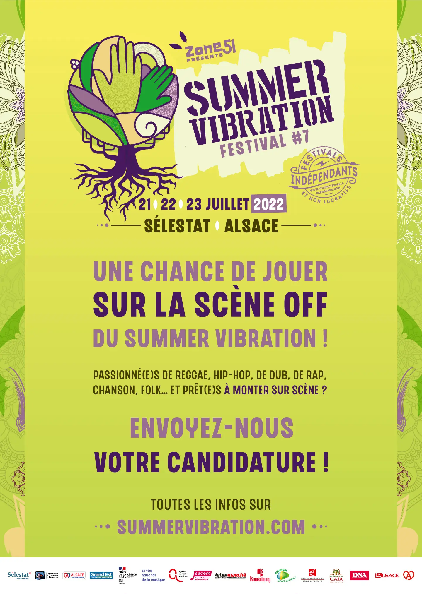 Affiche Appel à Candidatures Scène Off Summer Vibration 2022